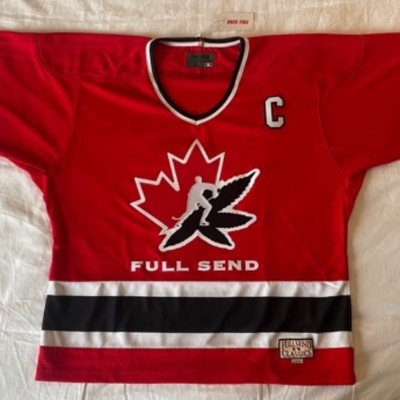 FULL SEND Classic Red Maple Leafs Hockey Jersey, by Nelk. Large. - Picture 1 of 2